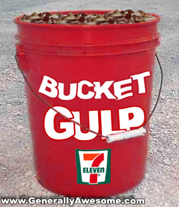 The bucket gulp is a sizing option proposal for 7-Eleven to use in their convenience stores for fountain drinks.  Quench some major thirst!