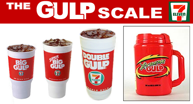 The standard 7-Eleven Gulp Scale for fountain drinks!