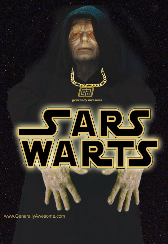 Emperor Palpatine never looked so funny as he does now using photoshop to enhance this picture into a funny Photo.  The Emperor really died of SARS warts!