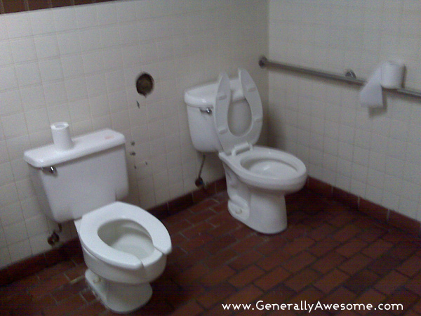 This bathroom configuration takes the idea of a public restroom to a whole new level.