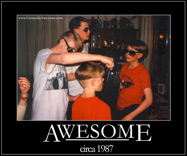 A u2 Joshua Tree t-shirt coupled with the super cool awesome '80's hair cuts, this 1987 photos captures the essence of awesome!