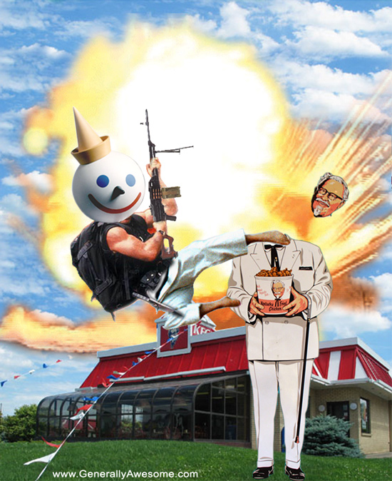 Jack vs. the Colonel.  Despite his military training, the Colonel is no match for Jack's Combat skills!