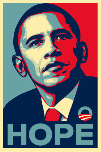 Obama Hope! This is the photo that started it all. The image was based off of an Associated Press photo.